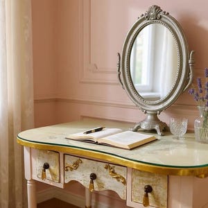 Vintage French Provincial Vanity | Painted Vanity | Kidney Shaped Vanity | French Country Vanity