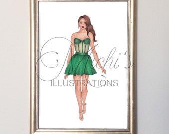 Emerald Dream (Fashion Illustration Print)