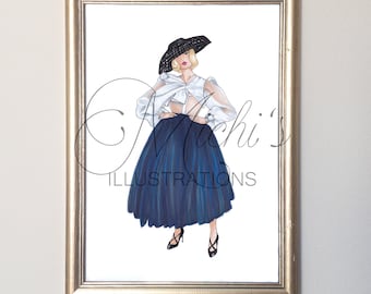 Lady with a Hat (Fashion Illustration Print)