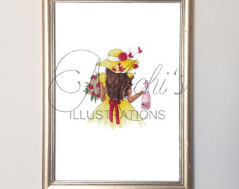 Derby Days and Champagne (Fashion Illustration Print)