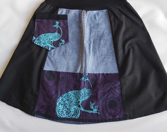 Upcycled black and purple skirt