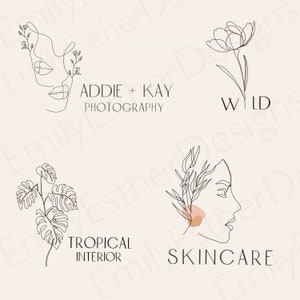 60 Minimalist Floral Line Art Procreate Stamps Bundle - Etsy