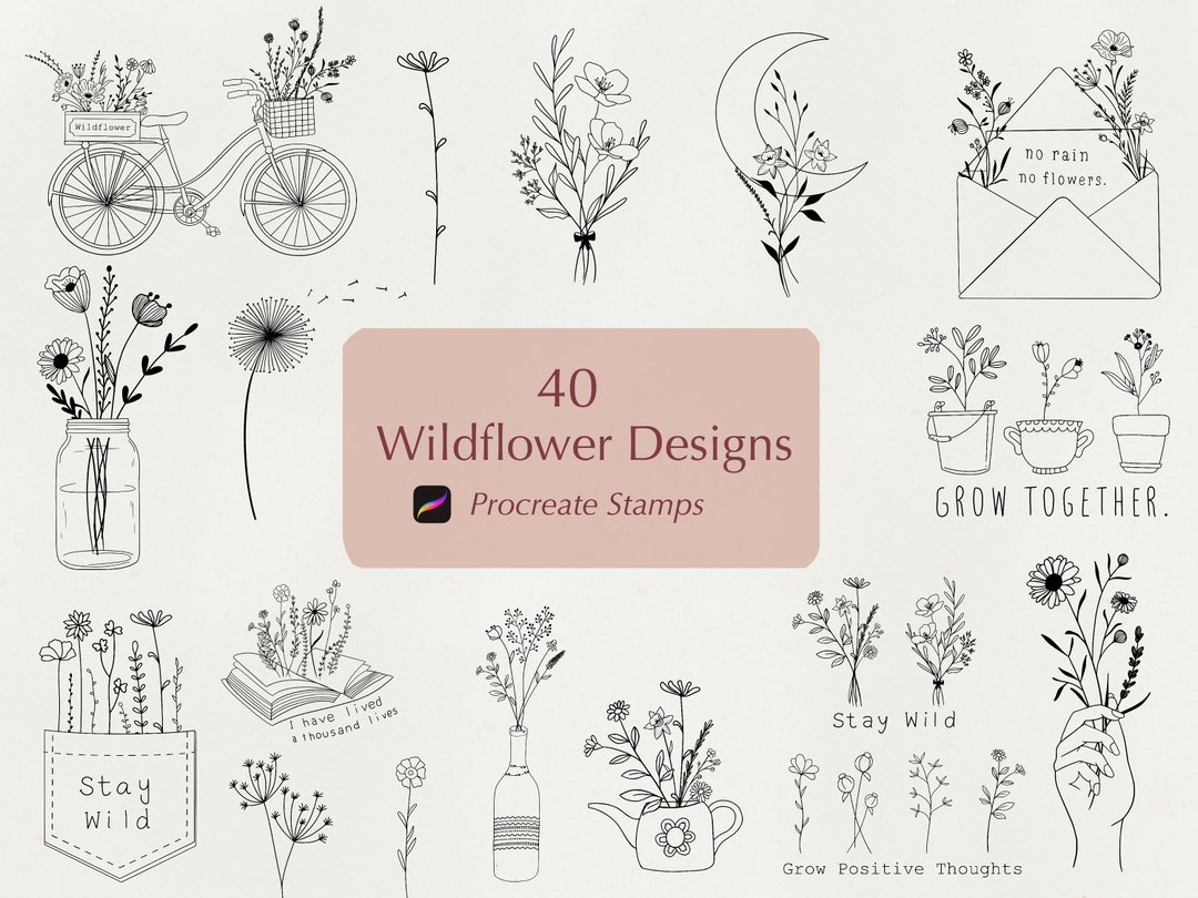 Procreate Wildflower Stamp Brushset: 40 Botanical Flower Brushes ...