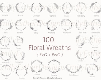 Wreath Svg Bundle | Floral Wreath Bundle | Laurel wreath svg | Flower svg | floral svg | Circle frame svg | Flower wreath svg | svg files