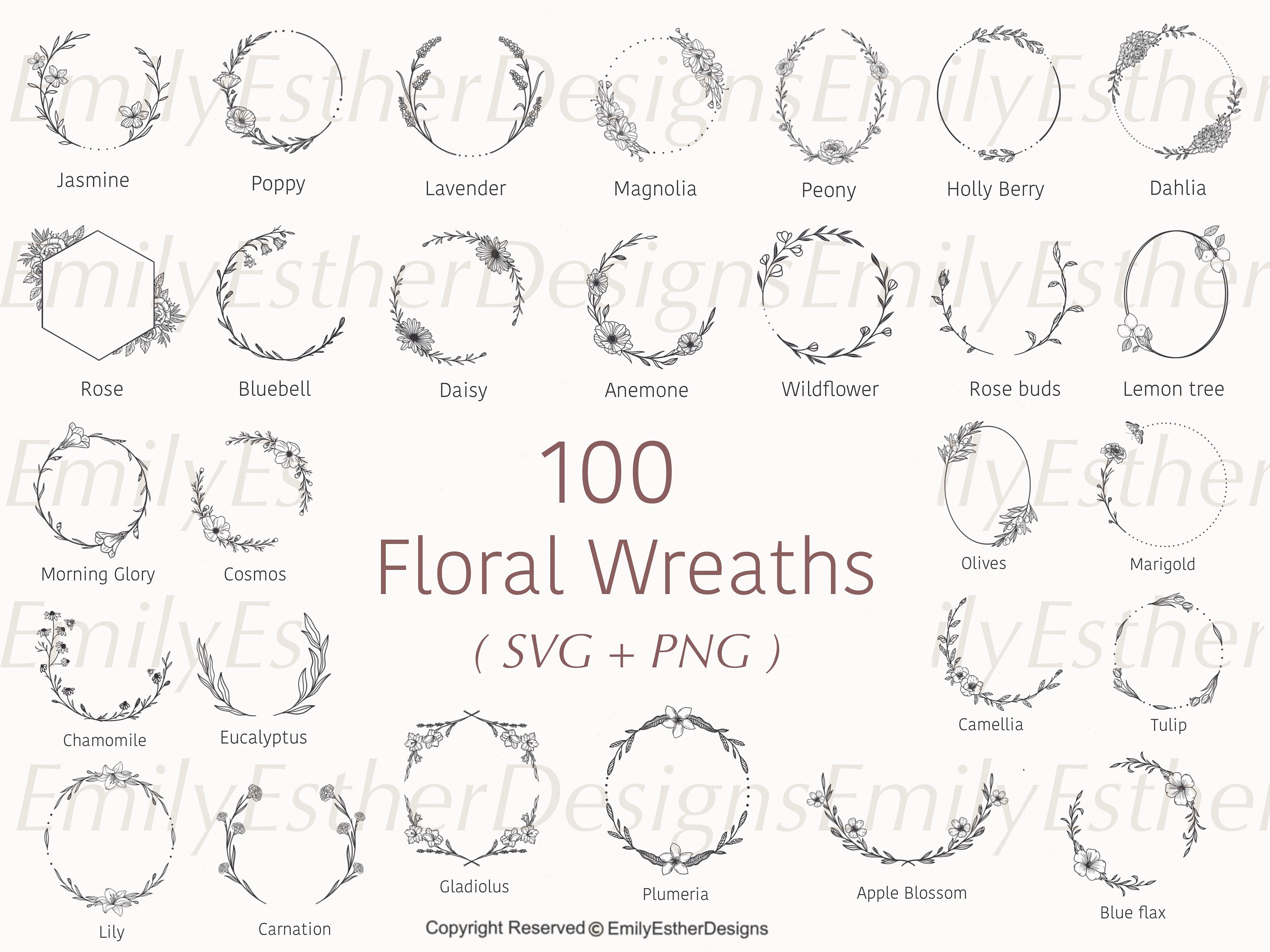 Premium Vector  Floral monogram in form round frame rose flower wreath  silhouette svg frame names at wedding
