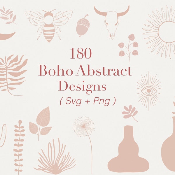 180 Boho , Abstract Svg Bundle | Abstract Svg | Boho Svg | Minimalist Svg Bundle| Cricut | Silhouette | Commercial use included