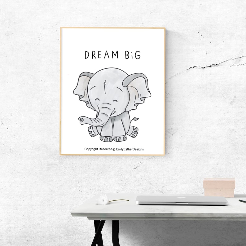 Watercolour elephant wall art frame