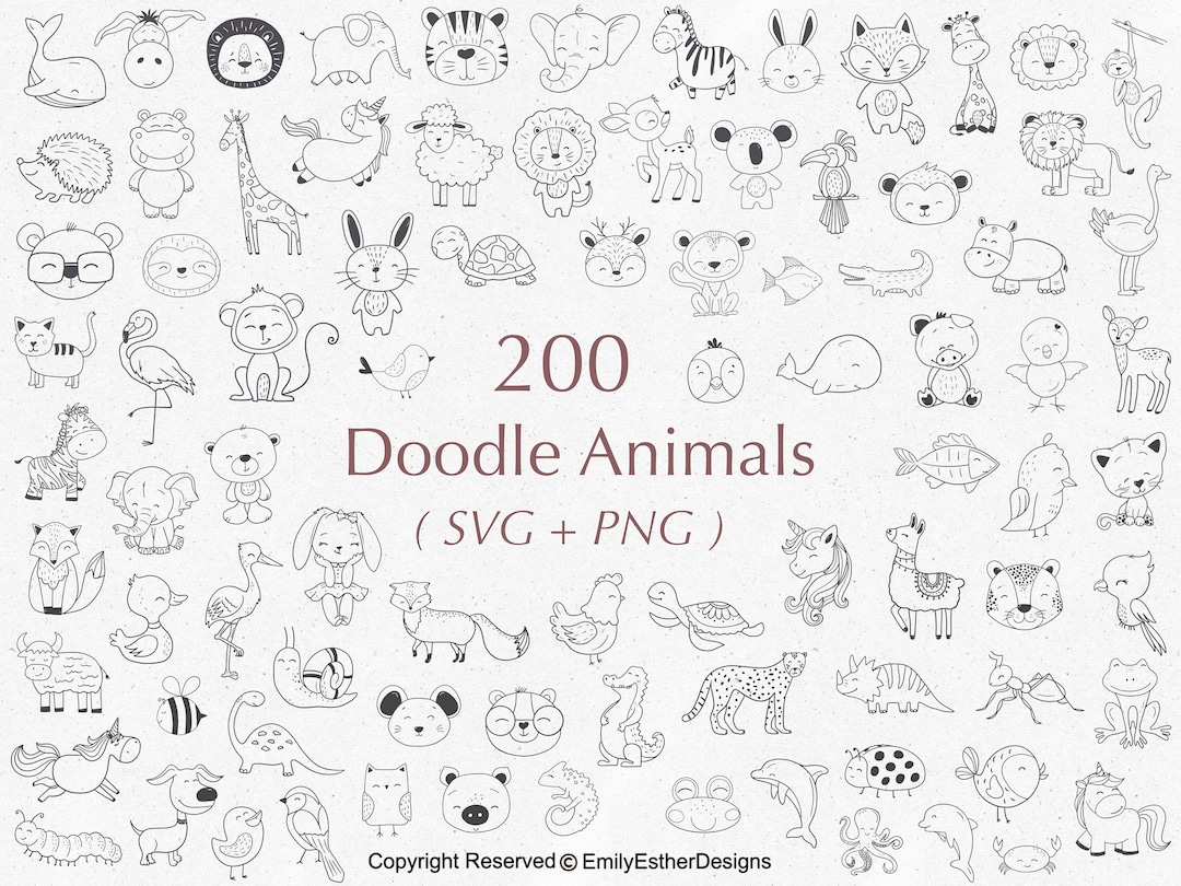 Cute Animals Doodle Stamps For Procreate - Design Cuts