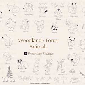 Procreate Animal Stamps, Doodle Stamps, Procreate Brushes, Animal Stamp Bundle, and Brush Set