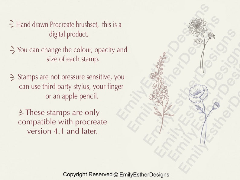 Birth Month Flower Stamps: Procreate Floral Brush Set (commercial Use ...