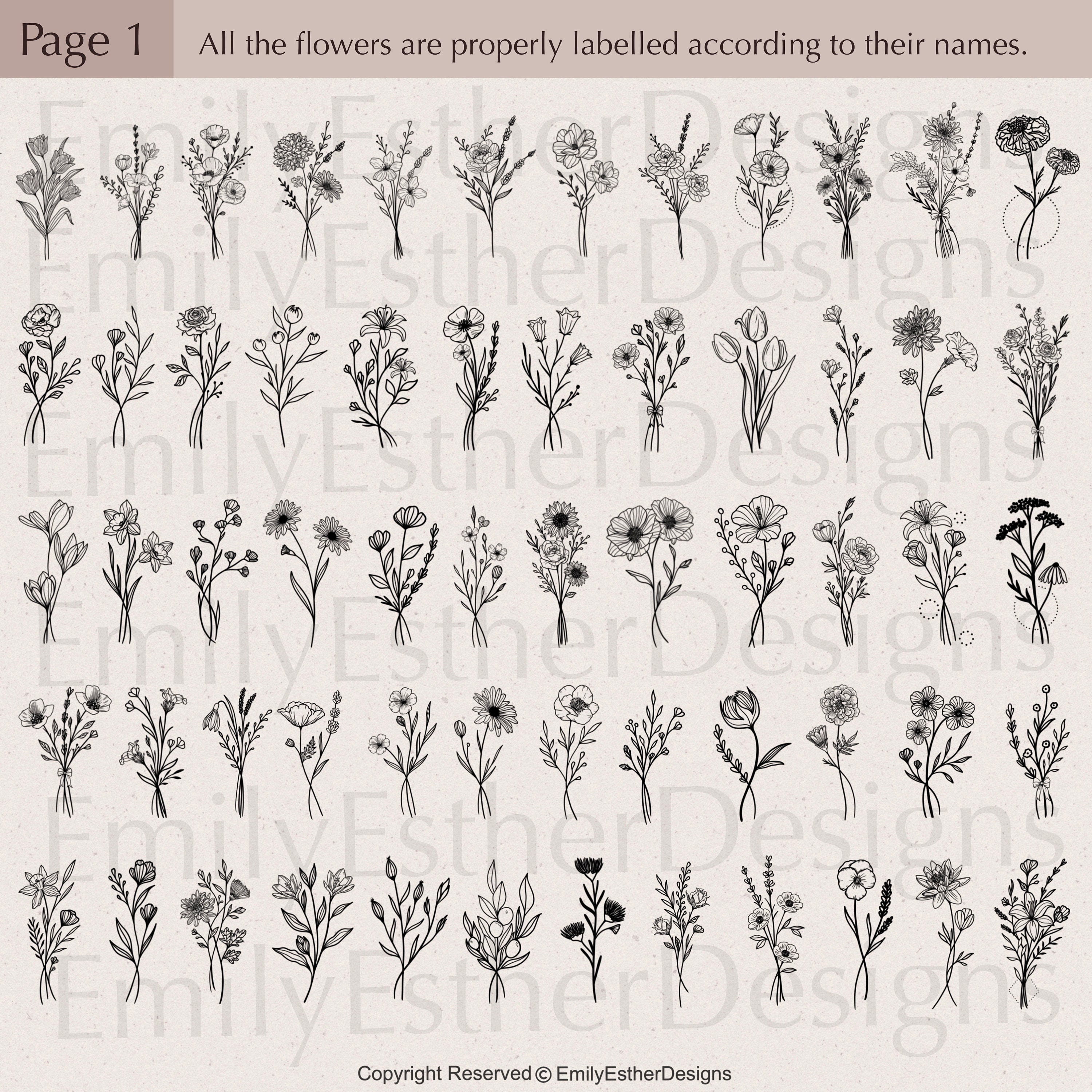 120 Flower Bouquet Procreate Stamps: Floral Botanical Brushes - Etsy ...