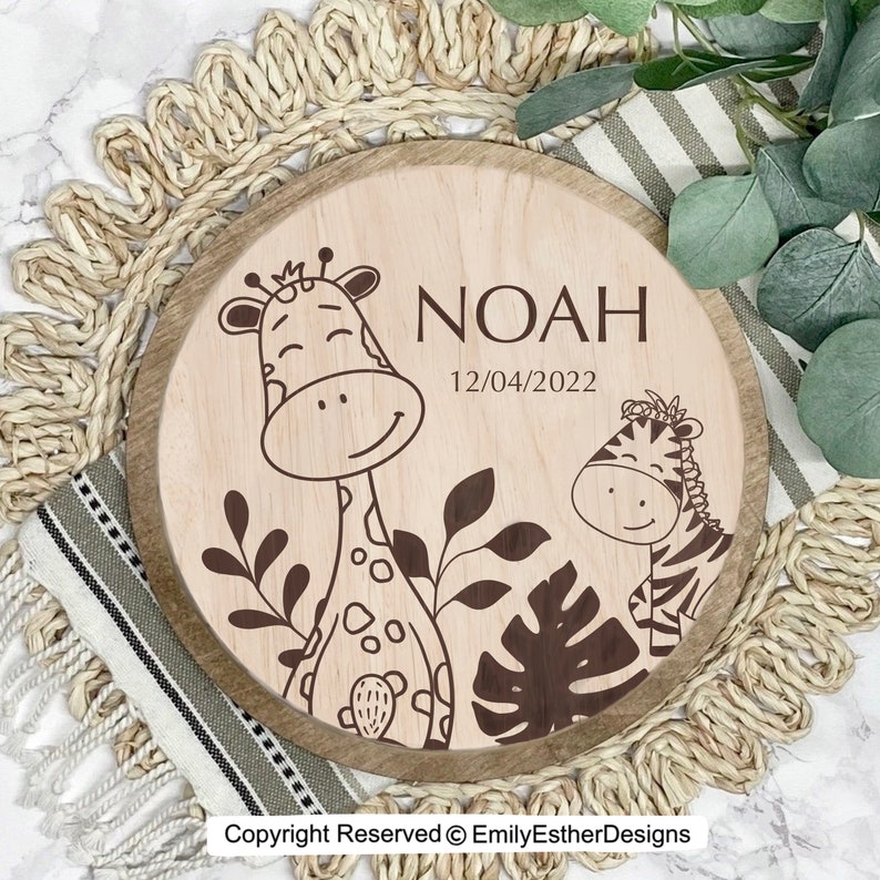 Mockup with engraved animals such as zebra and giraffe