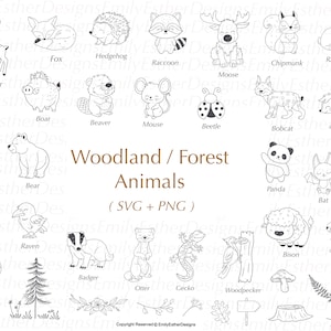 Paquete de animales del bosque / Animal Svg / Doodle Svg / Safari animal svg / lindo animal svg /bosque animal svg / Animal clipart /nursery svg