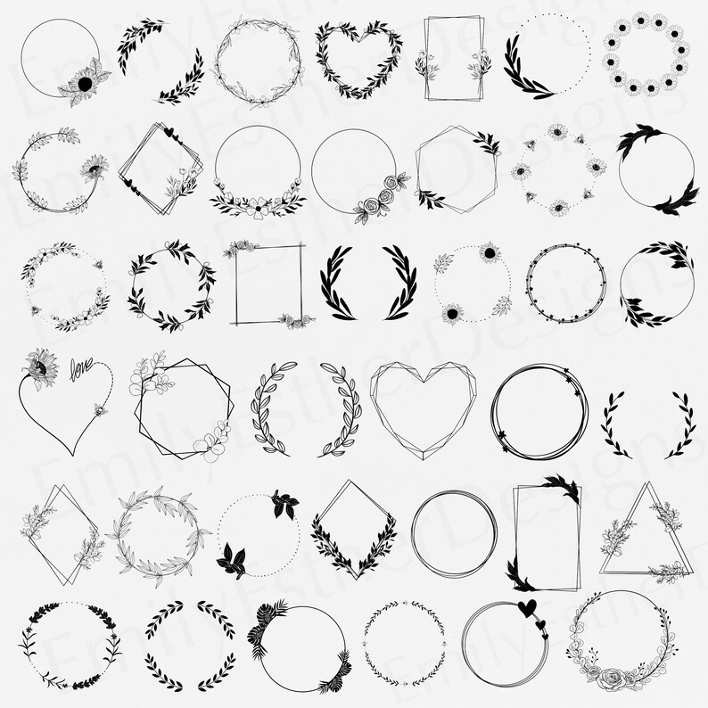 Download Wreath SVG Bundle Floral Wreaths svg Wedding Wreath svg | Etsy