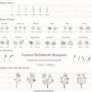 Birth Month Svg Bundle | Flower Svg | Birth Flower Svg | Floral svg | Botanical svg | Rose svg | Daisy svg | Poppy svg | Birthday svg | svg