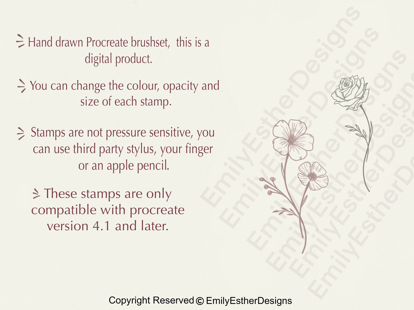 Procreate Flower Stamps: Bouquet Brush Set (digital Download) - Etsy