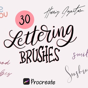 Paquete de 30 pinceles de lettering para Procreate: contorno, sombra y purpurina (descarga digital)
