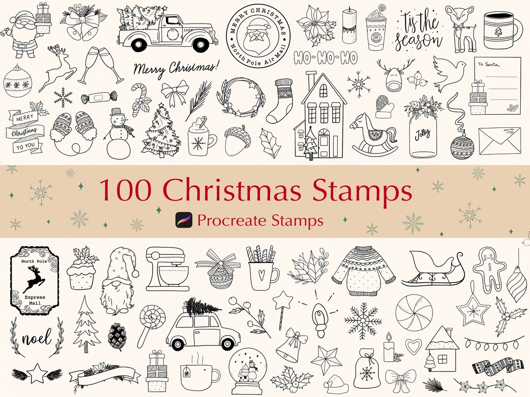 100 Christmas Procreate Stamps: Brush Set (digital Download) - Etsy