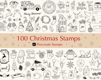 100 Christmas Procreate Stamps: Brush Set (Digital Download)