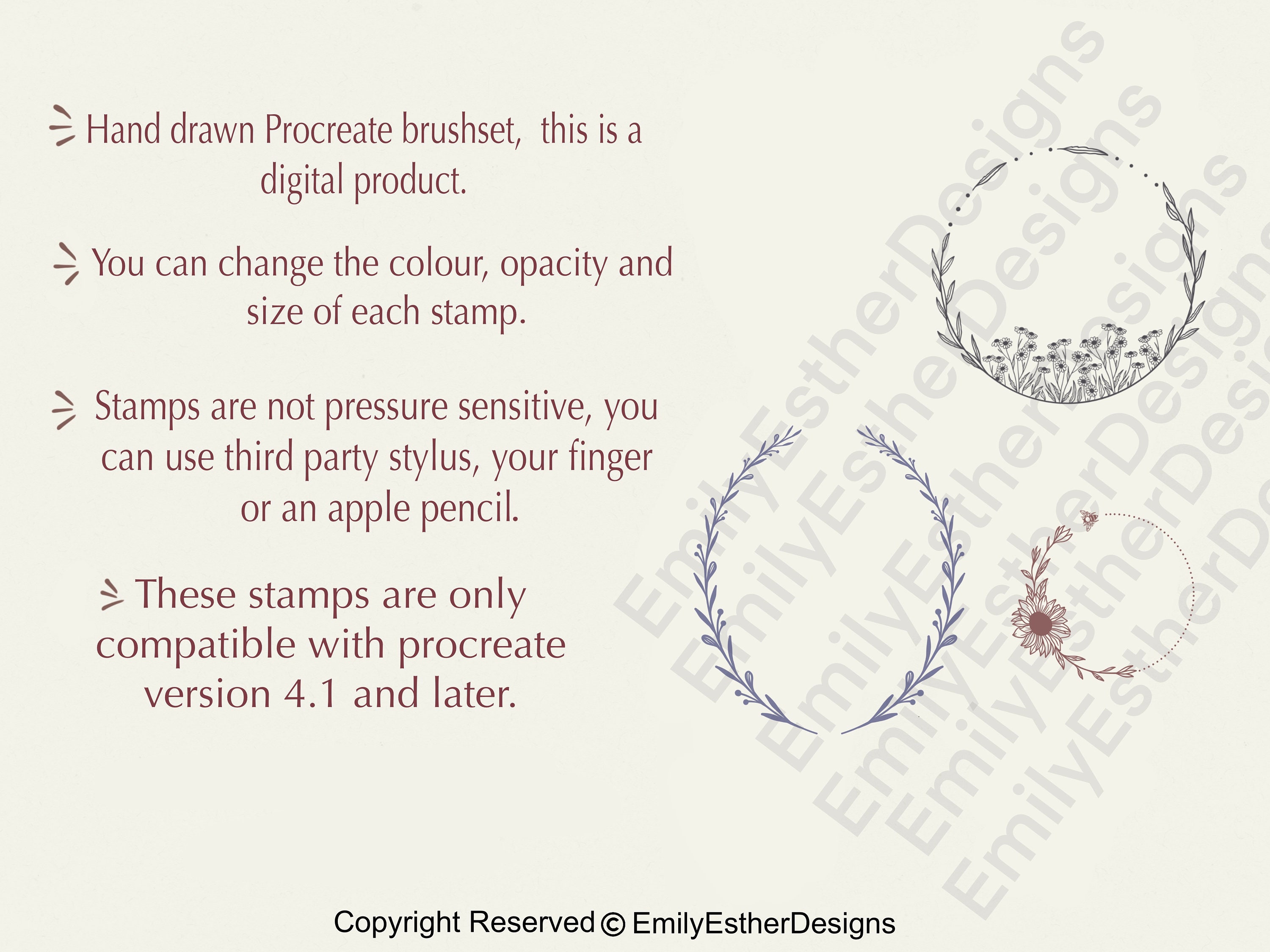 100 Floral Wreath Procreate Stamps: Botanical Brush Set - Etsy