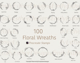 Procreate Wreath Stamps| Procreate Botanical | Procreate Stamps | Procreate Brushes | Procreate Floral | Wreaths Stamps| Brushes Procreate