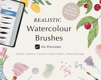 Procreate Aquarellpinsel: Malset mit Texturen & Stempeln (Digitaler Download)