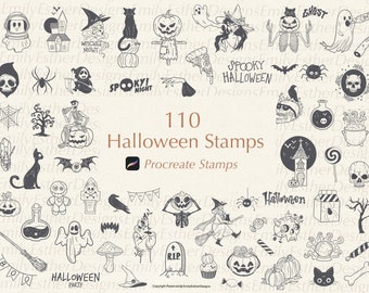 Procreate Stamps | Halloween Procreate | Halloween | Procreate Brushes | stamp brushes | Witch Stamps| procreate | procreate bundle