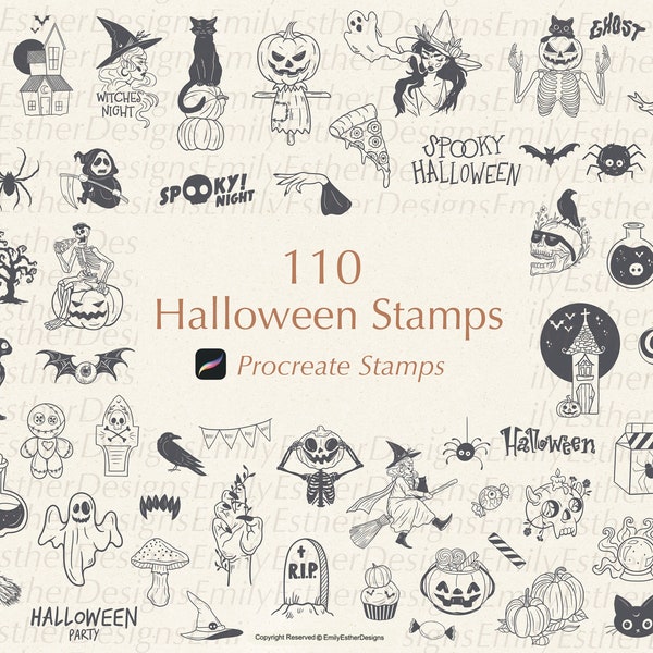 Procreate Stamps | Halloween Procreate | Halloween | Procreate Brushes | stamp brushes | Witch Stamps| procreate | procreate bundle