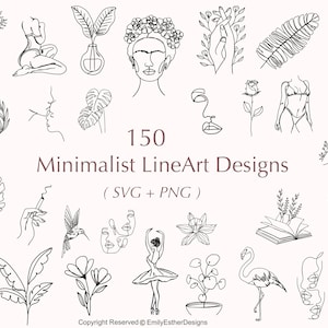150 Line Art Bundle, Linie Kunst svg, minimalistisches svg, Blumen svg, florales svg, trendiges svg, Boho svg, svg, kommerzielle Nutzung inbegriffen