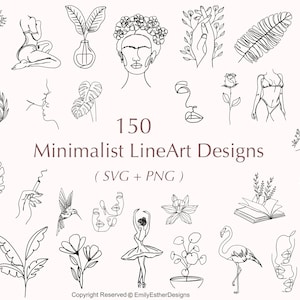 150 LineArt  Svg Bundle | Line Art Svg | Minimalist Svg | Flower svg | Floral Svg | trendy svg | Boho Svg | svg | commercial use included