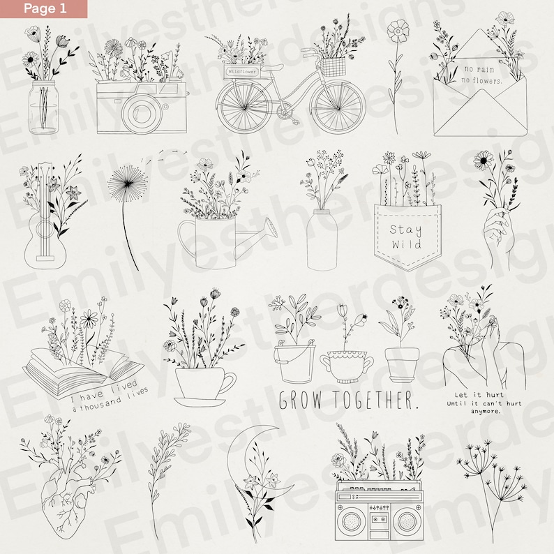 Procreate Wildflower Stamp Brushset: 40 Botanical Flower Brushes ...