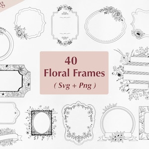 Pakiet Floral Frame SVG, kwiat SVG, wieniec SVG, wieniec SVG, pakiet SVG, ramka SVG, kwadrat, idealny do projektów rzemieślniczych i projektowych