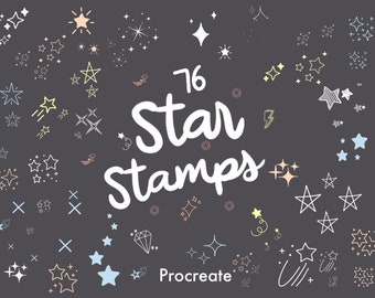 76 Star Procreate Brushes: Doodle & Sparkle Stamps