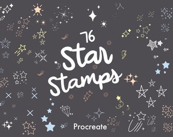 76 Star Procreate Brushes | Star doodle brushset | Star Procreate Stamps | Procreate Doodle brushset | Procreate Sparkle Brushset