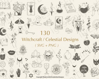 130 Witch Svg Bundle | Witchcraft Svg | Magic Svg | Celestial Svg | Moon Svg | Mystical svg | Wicca Svg | Gothic svg |witches svg| Svg files