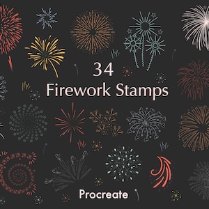 Firework procreate stamp brushes, sparkle procreate brushes, procreate celebration brushes, procreate stamps, digital download