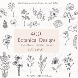 Lot de 400 Svg botaniques | SVG floral | Fleur Svg | Clipart botanique | Clipart fleur | Svg de fleurs sauvages | lineart svg | utilisation commerciale | svg