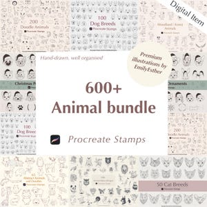 600+ Animal bundle Procreate | Abstract Animals | Animal Tattoos | Woodland + Forest Animals | Dog stamps | Cat stamps | Procreate brushset