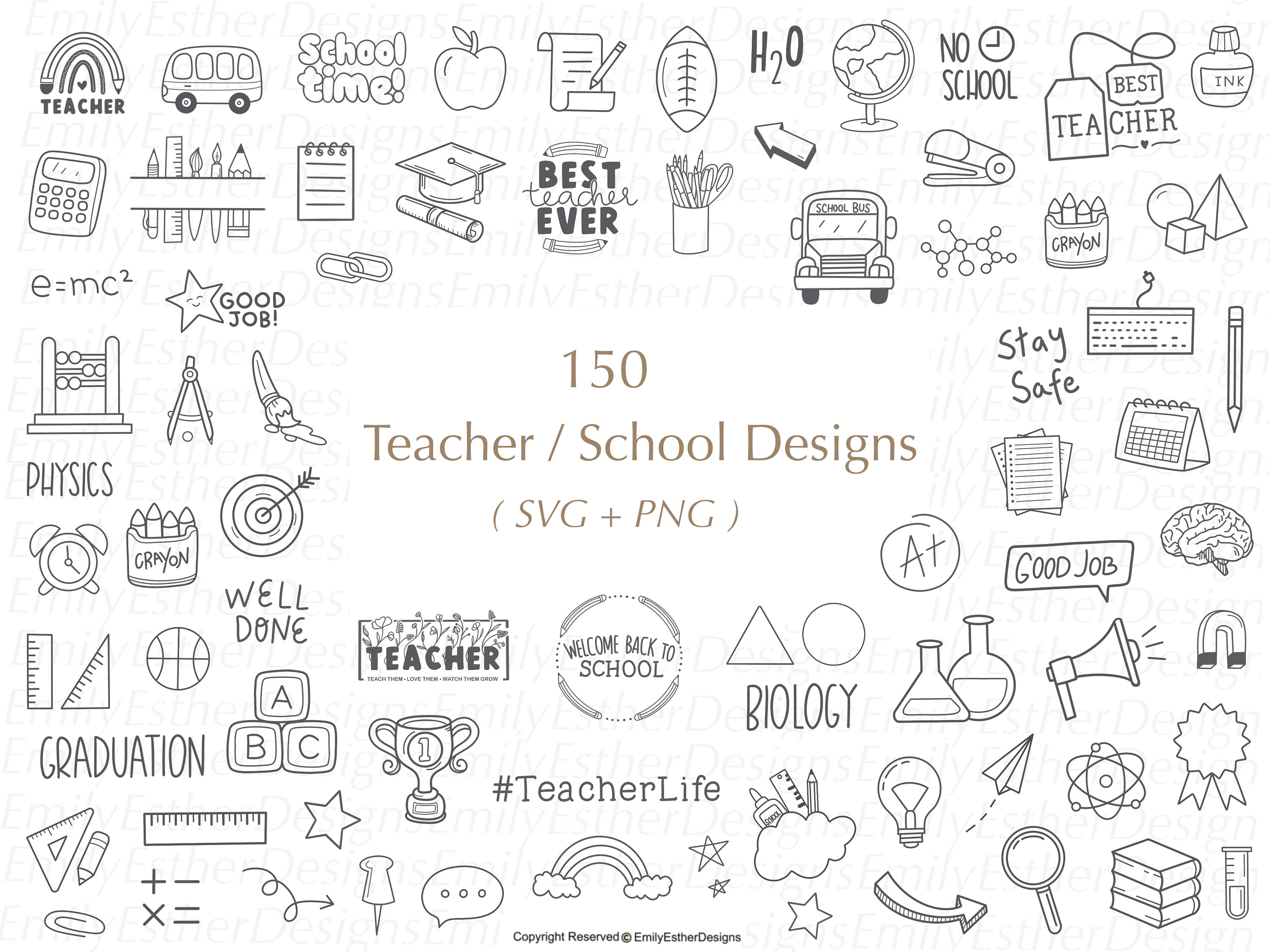Teacher SVG Bundle: School Designs for Cricut (150 SVG + PNG) - Etsy