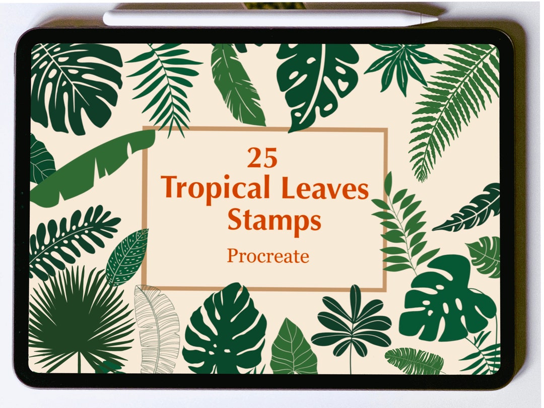Tropical Leaves Procreate Stamps: Jungle Botanical Brush Set (digital ...