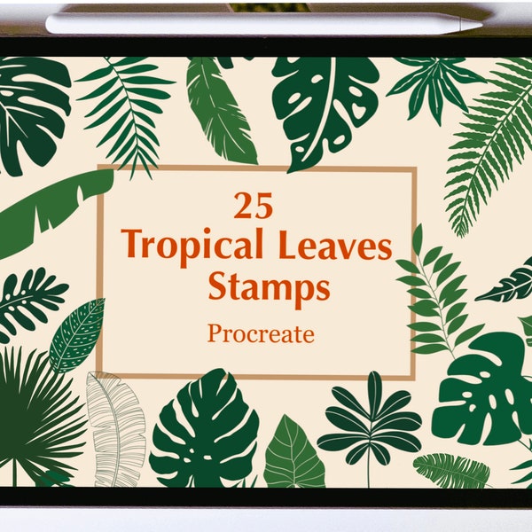 Tropical Leaves Procreate Stamps | Procreate Jungle leaves brush set | Botanical Stamps Procreate