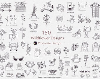 Procreate Wildflower Stamp Bundle | Procreate Flowers | Flower brush | Procreate Botanical Bundle |Procreate Brush set | Botanical Procreate