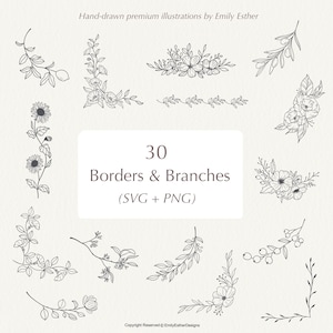 Lot de 30 bordures et branches SVG et PNG