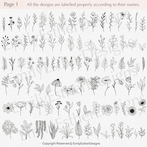 200 Botanical Svg Bundle Floral svg Flower Svg Botanical clipart Flower Clipart floral leaves and branches svgCommercial use included image 2