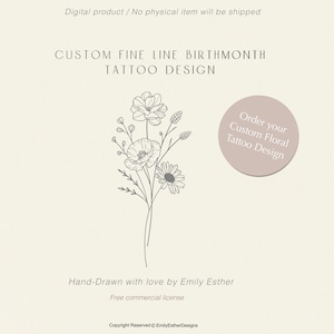 Personalized Flower Tattoo | Birth Month Floral Design | Fine Line Art