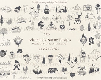 Adventure SVG, Mountain and Camping SVG, Nature, Travel, Tree, Camper, Bear, and Landscape SVG