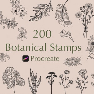 200 Procreate Botanical Stamps | Floral Procreate Stamps | Procreate Flowers Stamps | Procreate Leaves | Commercial use included