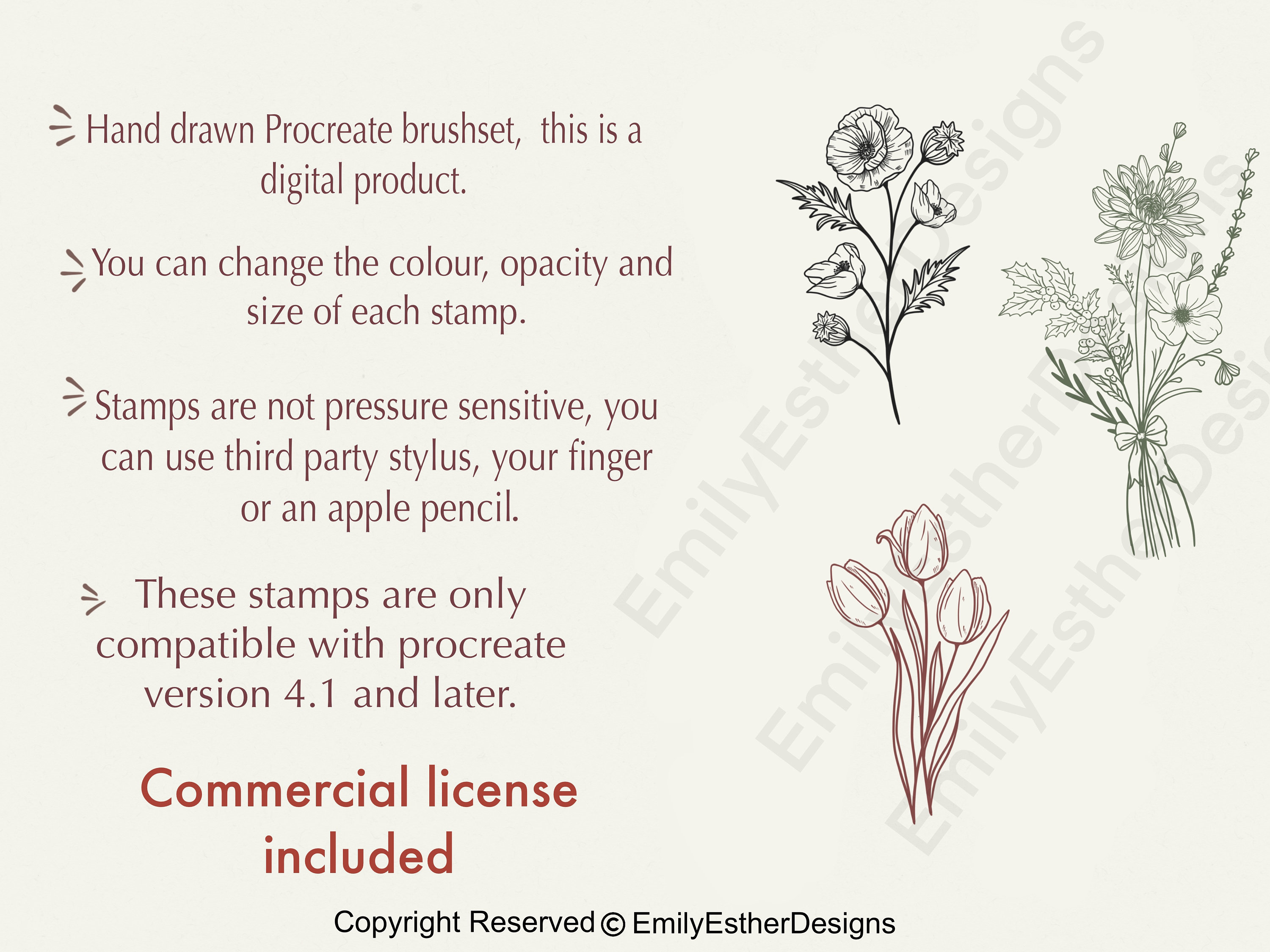 120 Flower Bouquet Procreate Stamps: Floral Botanical Brushes - Etsy ...