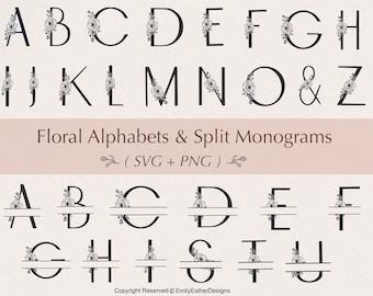 Split Monogram svg | Floral Alphabet Svg | Wedding Monogram svg | Family Monogram svg | Family Svg | Floral Svg | Alphabet Svg |Monogram svg