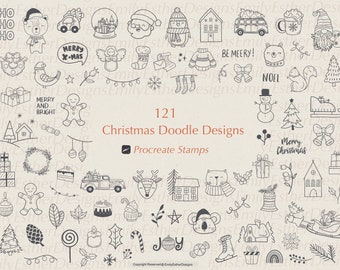 Christmas Doodle Stamps for Procreate: 121 Festive Brushes (Digital Download)
